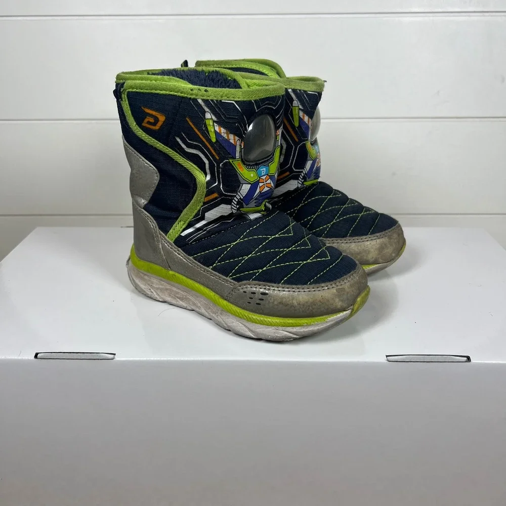 Dream Pairs Toddler Boys Snow Boots Blue Green Robot Winter SDSB2308K Size 9